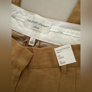 NWT Aritzia Wilfred Effortless Pants Linen sz 2 Regular Sand Beige
